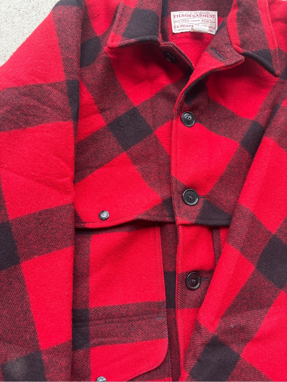 Vintage Filson Double Mackinaw Cruiser Wool Jacket USA Buffalo Plaid Mens XL - Picture 8 of 13